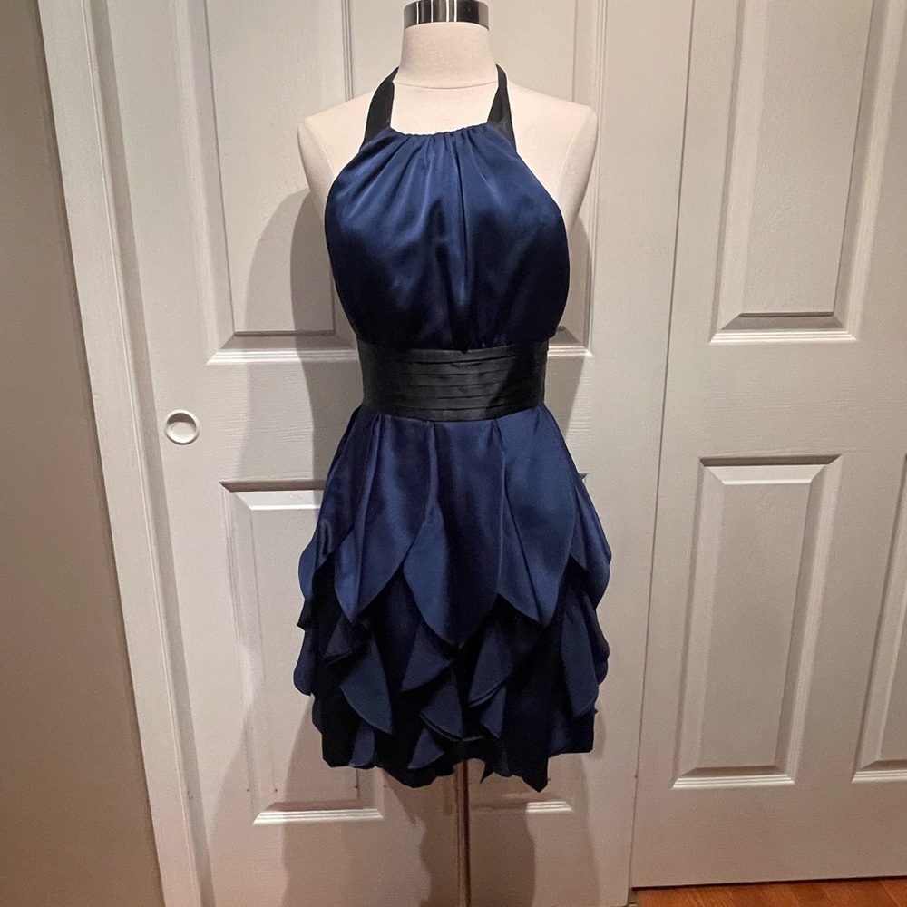 BCBGMaxAzria Midnight Blue Halter Dress